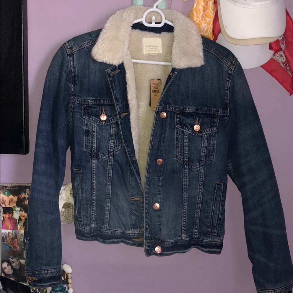 Fur lined denim jacket
